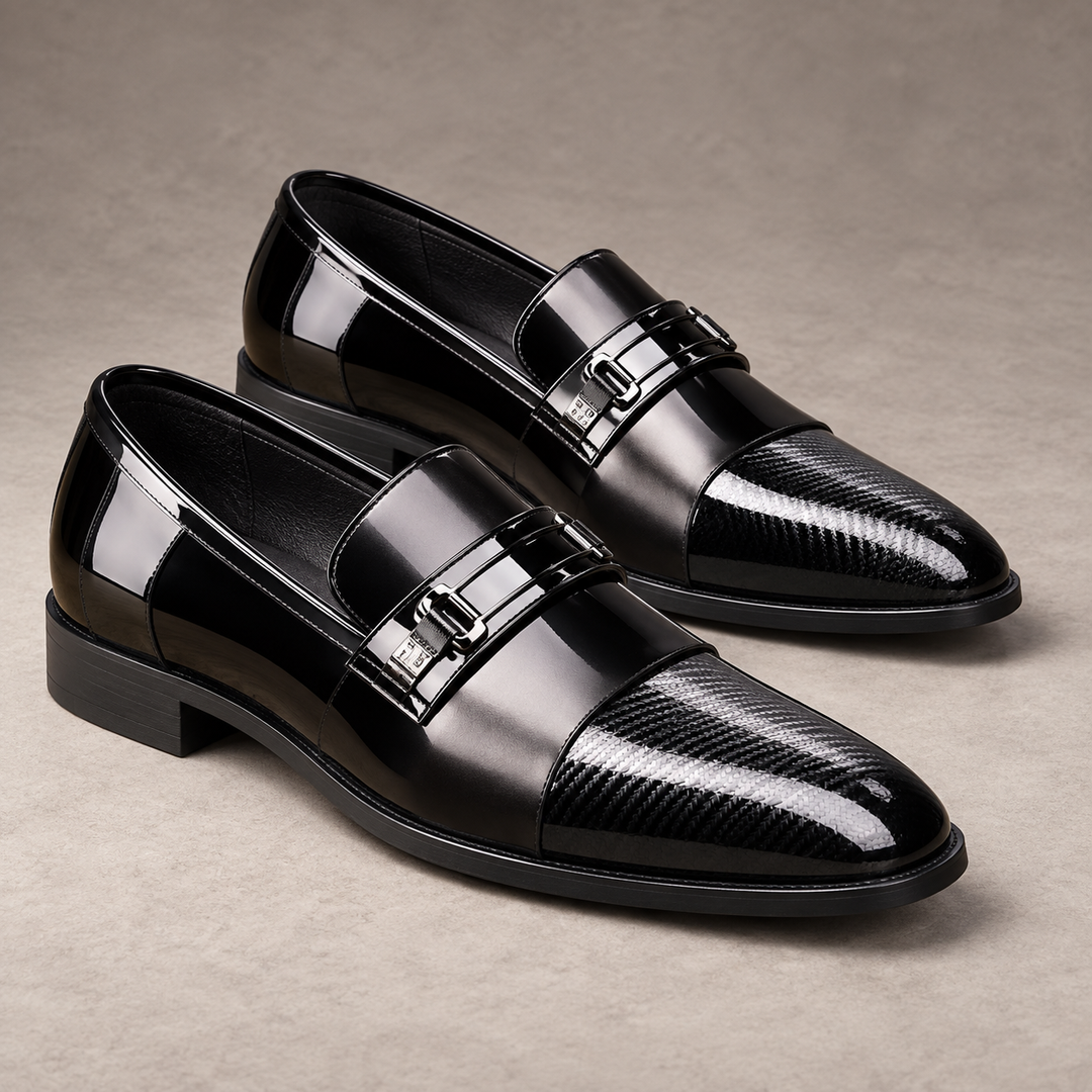 Harrington | Polished Comfort Loafers – men's loafer in a refined shadow stone studio setting