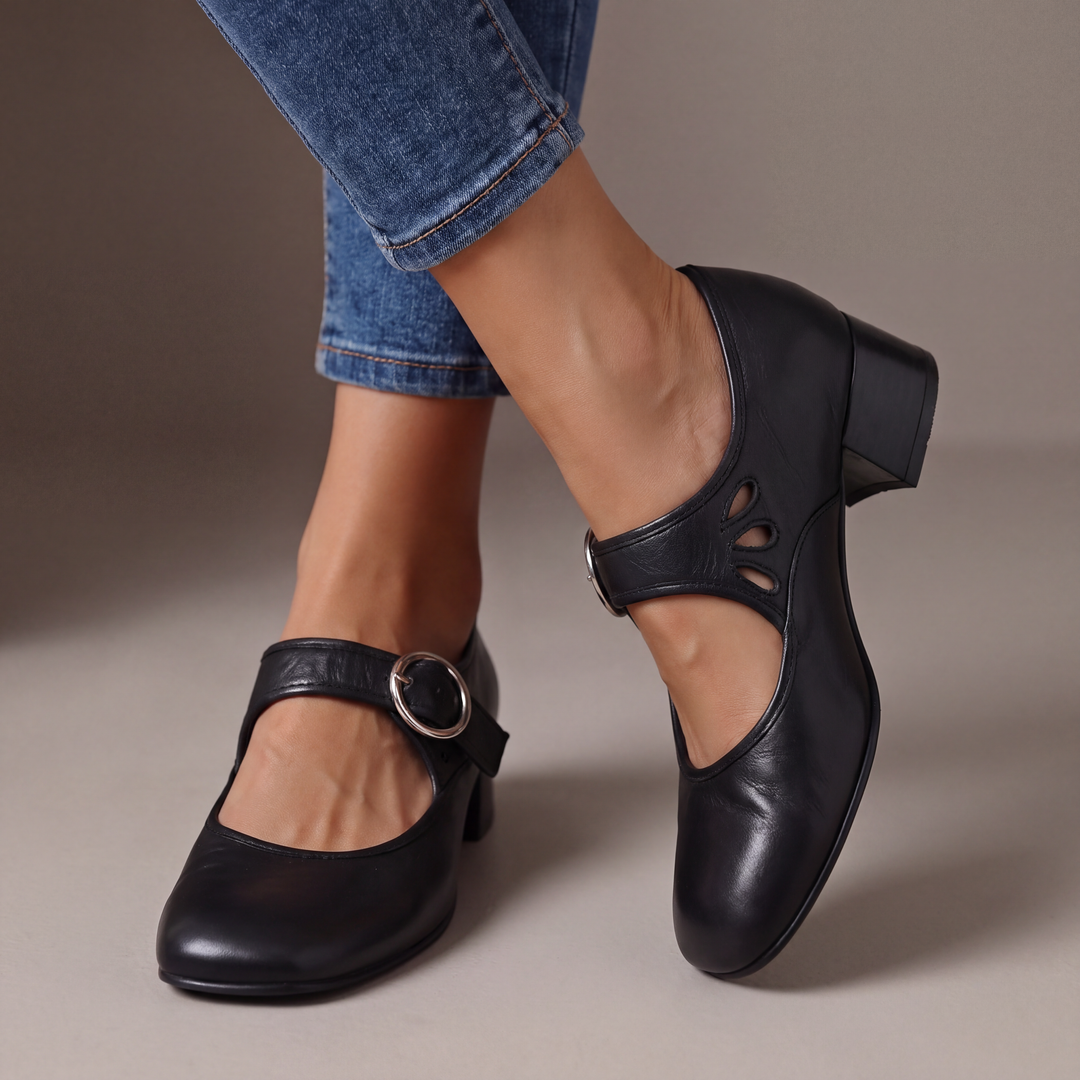 Freya Leather Strappy Court Shoes