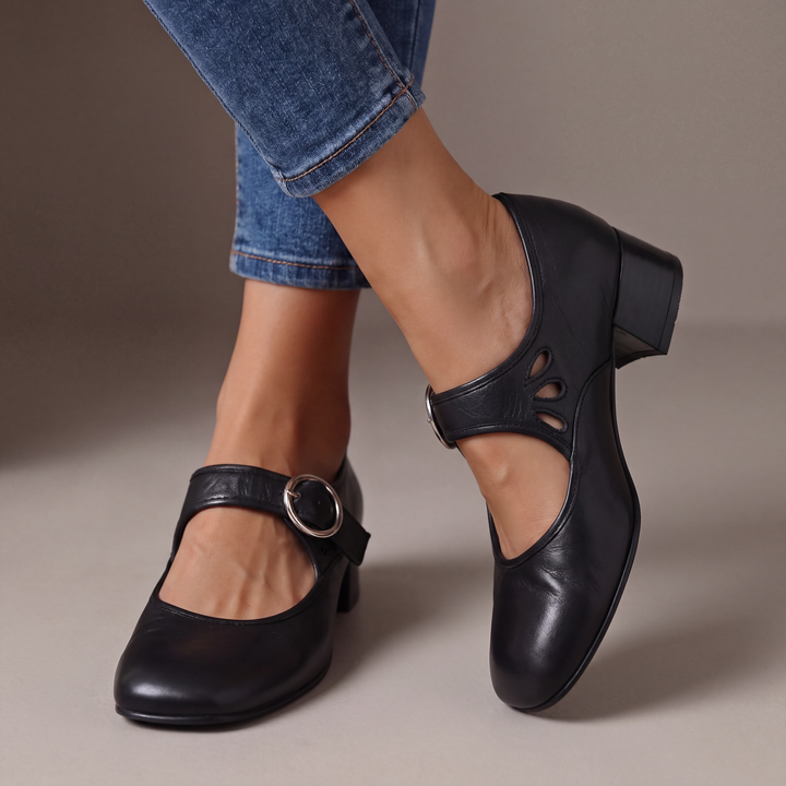 Freya Leather Strappy Court Shoes