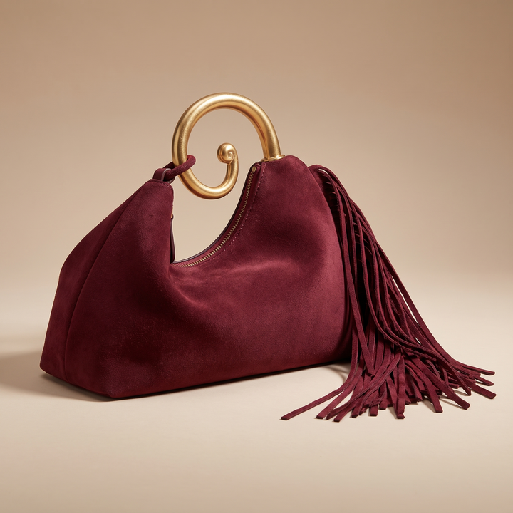 Evelyn Elegant Spiral-Handle Fringe Handbag
