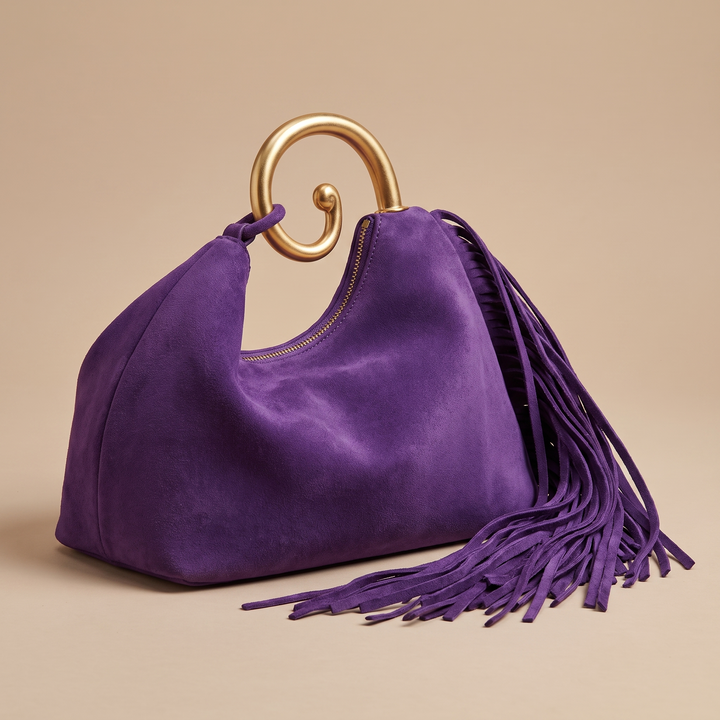 Evelyn Elegant Spiral-Handle Fringe Handbag