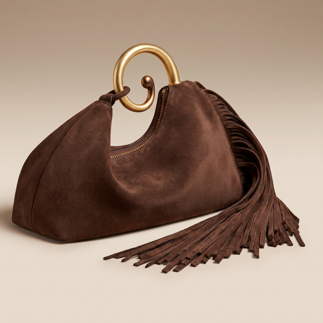 Evelyn Elegant Spiral-Handle Fringe Handbag