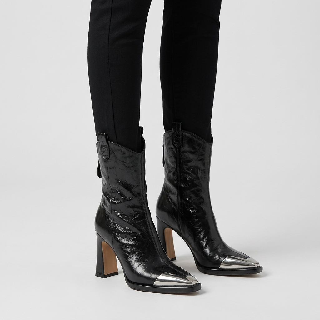 Viviana | Elegant Leather Block-Heel Boots