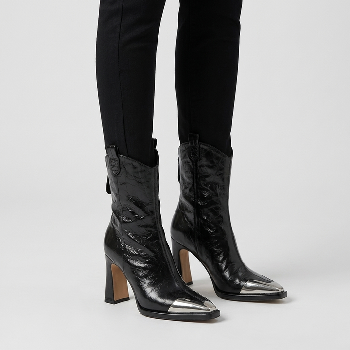 Viviana | Elegant Leather Block-Heel Boots