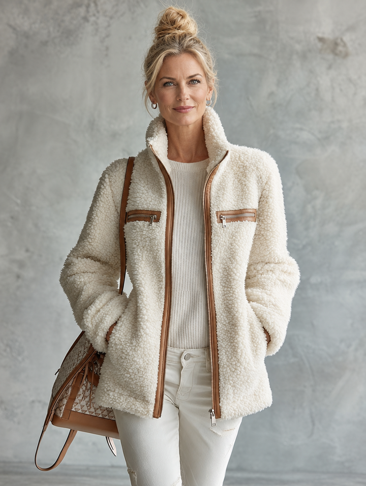 Harper Colour-Block Sherpa Fleece Jacket