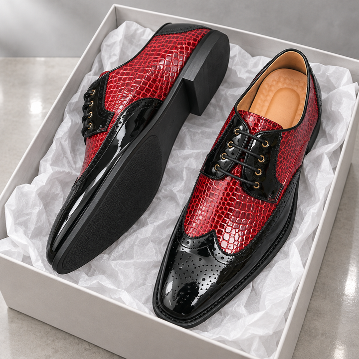 Darnello Croc-Embossed Leather Oxfords