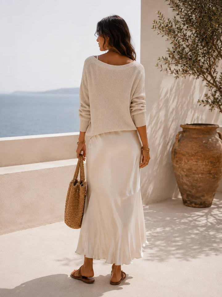 Alessia Elegant Satin Midi Dress