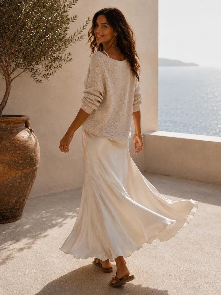 Alessia Elegant Satin Midi Dress