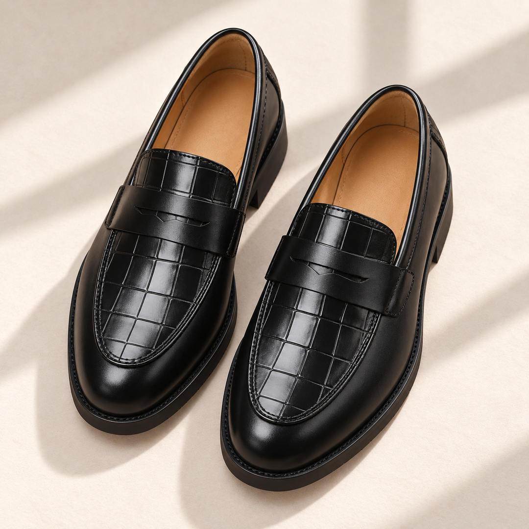 Kensington Croc-Embossed Loafers – top studio view