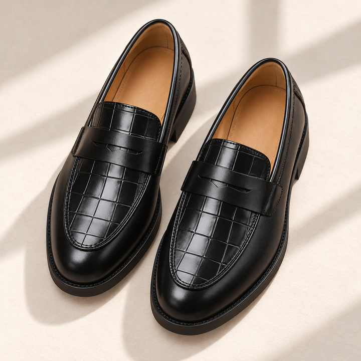 Kensington Croc-Embossed Loafers – top studio view