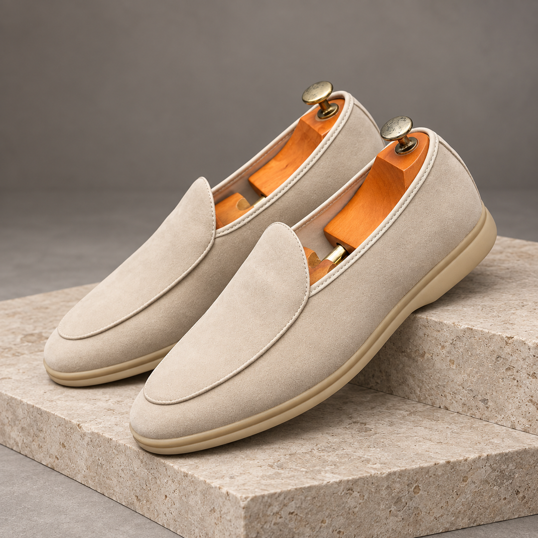 Lucien beige breathable comfort loafers - studio view