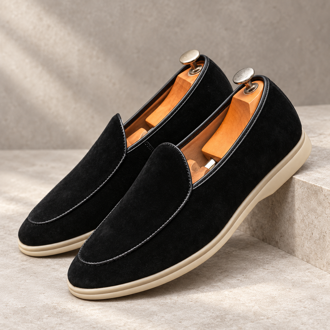 Lucien black breathable comfort loafers - studio view