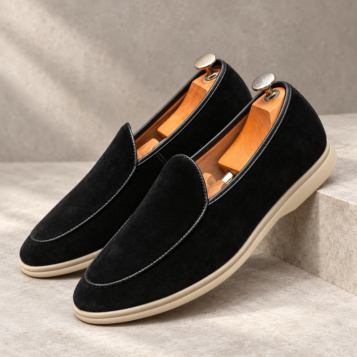 Lucien black breathable comfort loafers - studio view