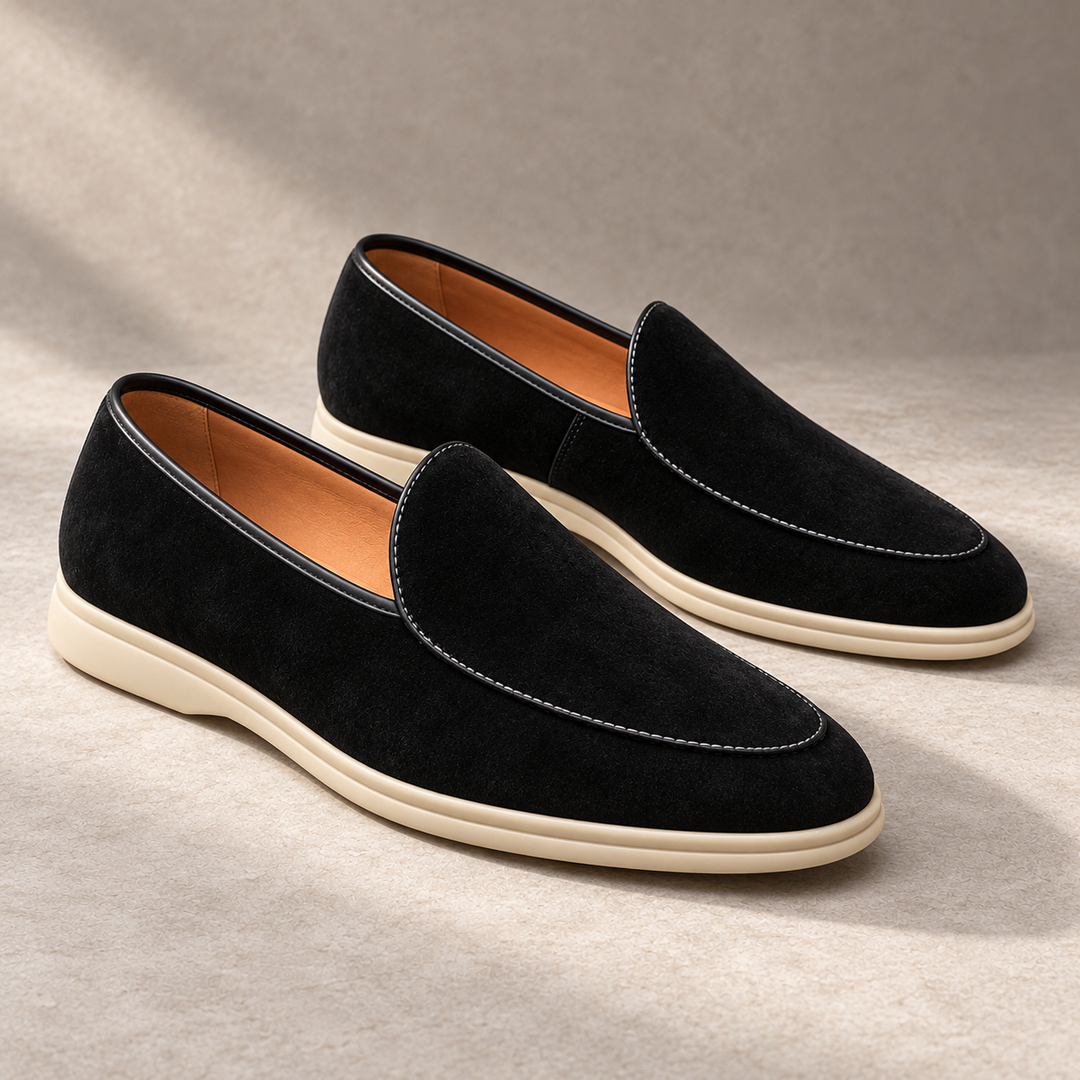 Lucien | Breathable Comfort Loafers – men's loafer in a refined shadow stone studio setting