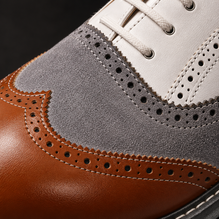 Gio Moretti Three-Tone Leather Brogue Oxfords