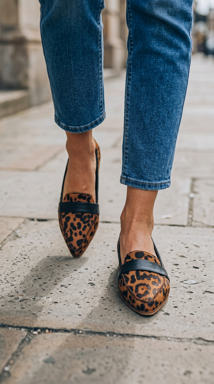 Pointed Loafers with Wide Instep Strap