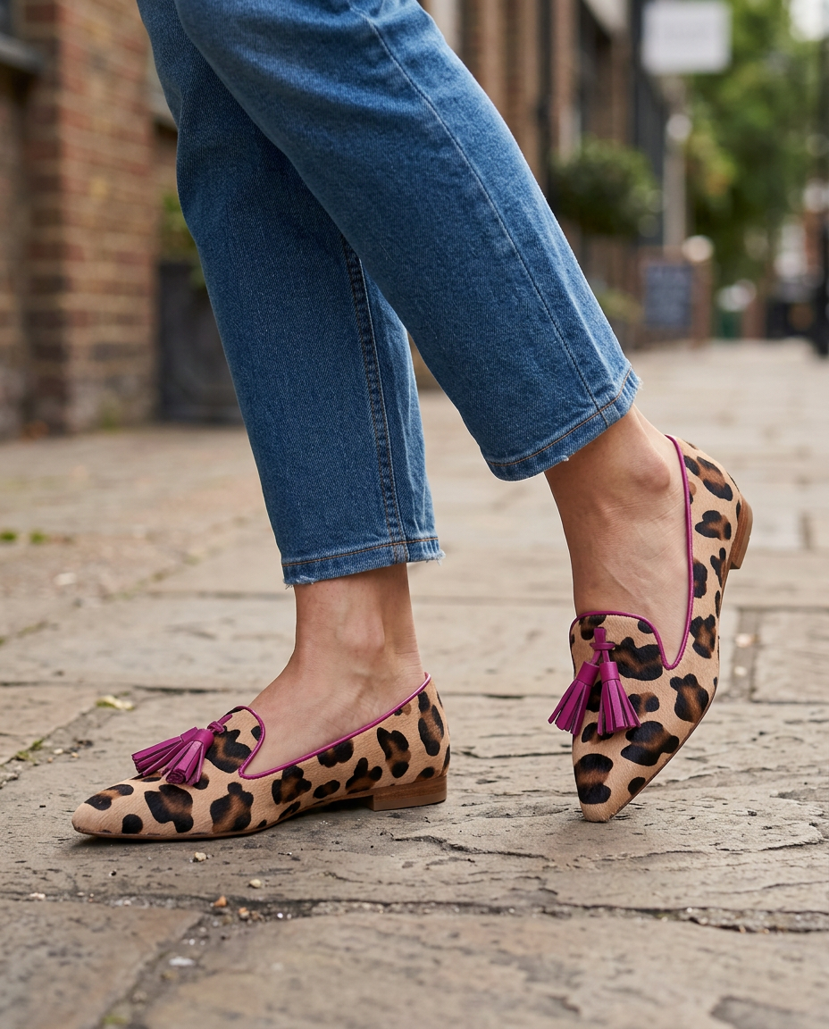 Ginevra Leopard Loafers with Fuchsia Tassels