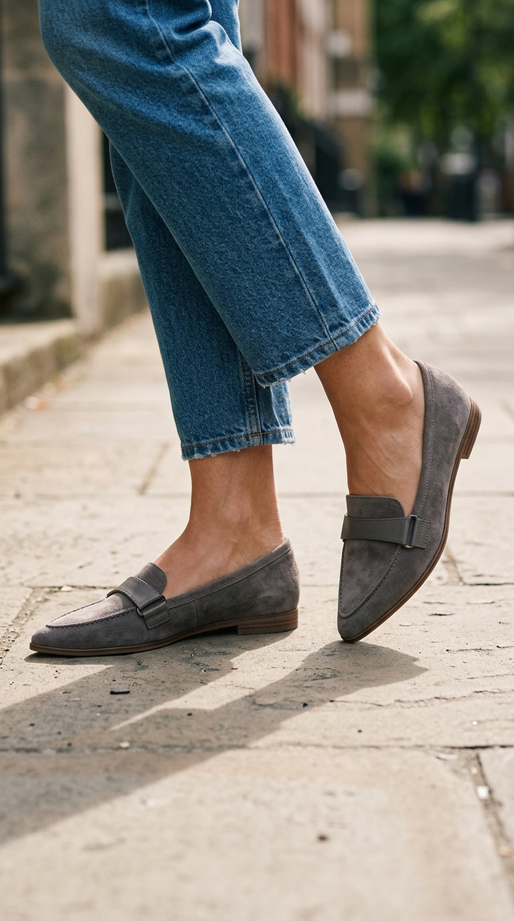 Pointed Loafers with Wide Instep Strap