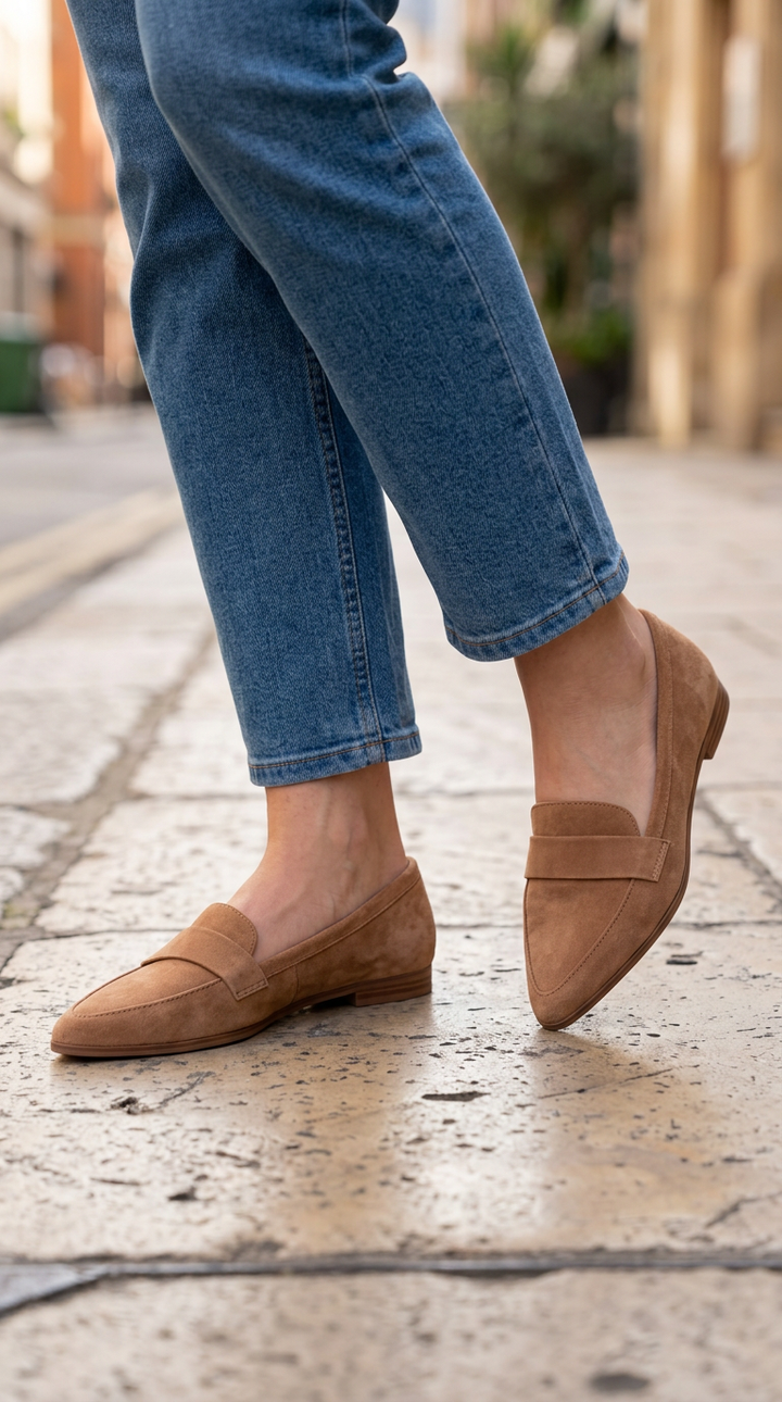 Pointed Loafers with Wide Instep Strap