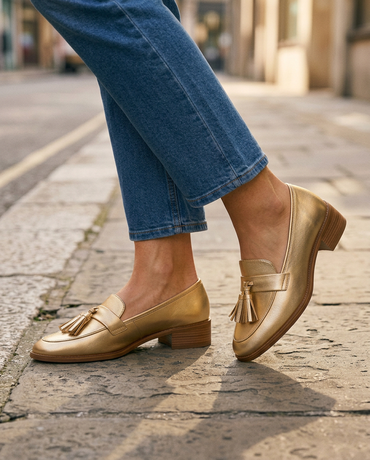 Dorotea Gold Tassel Loafers