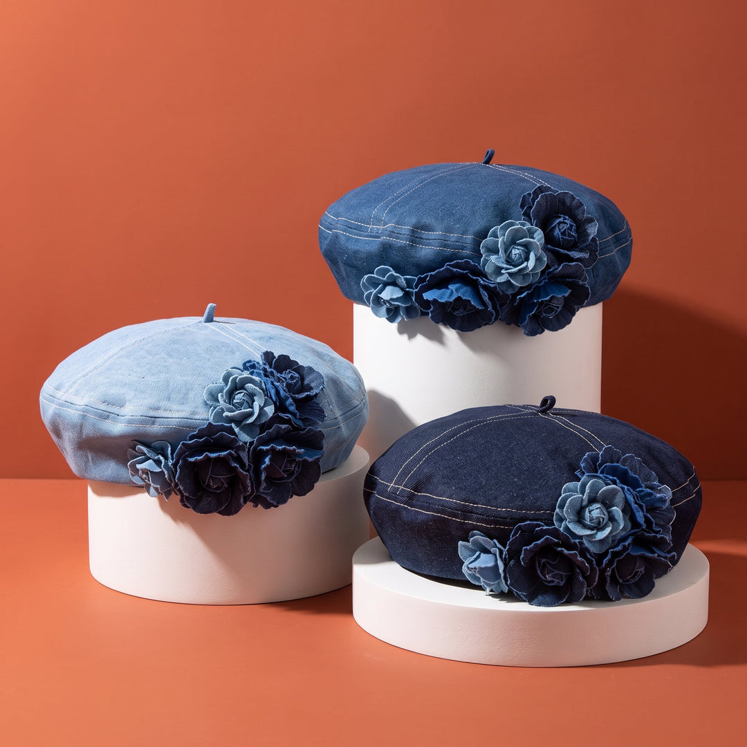 Phoebe Floral Denim Beret
