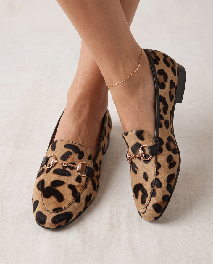 Serena Leopard Loafers with Gold Horsebit