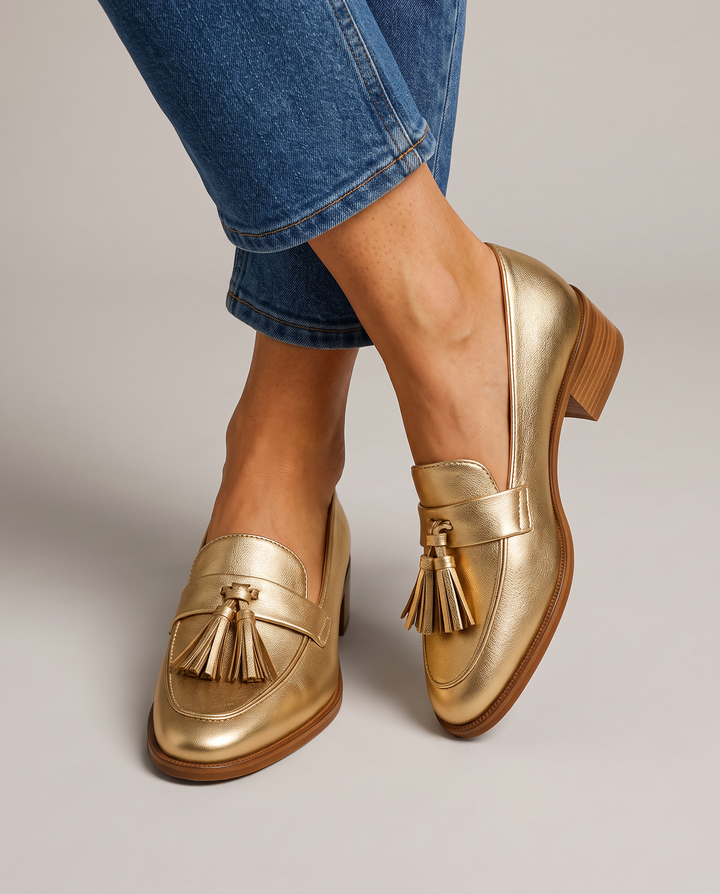 Dorotea Gold Tassel Loafers