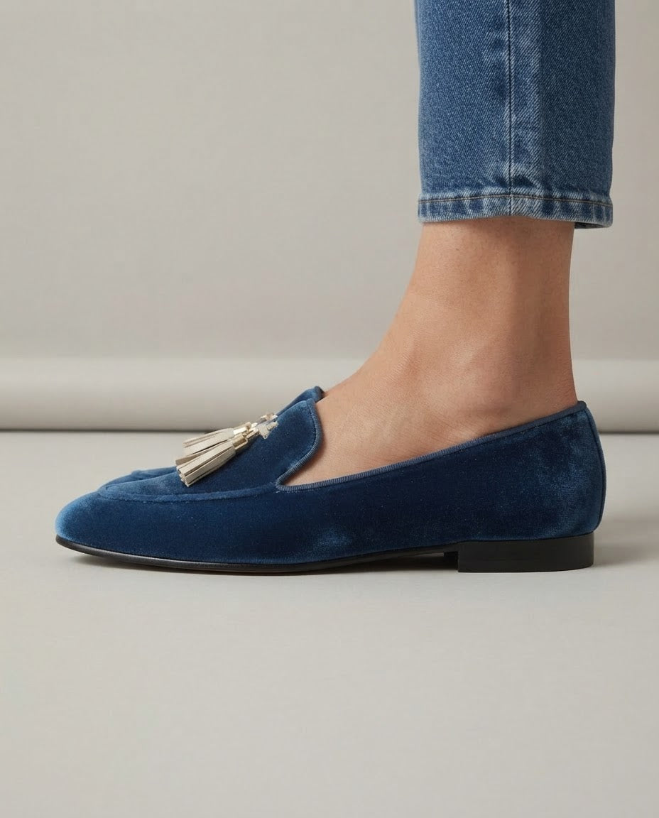 Vittoria Blue Velvet Loafers