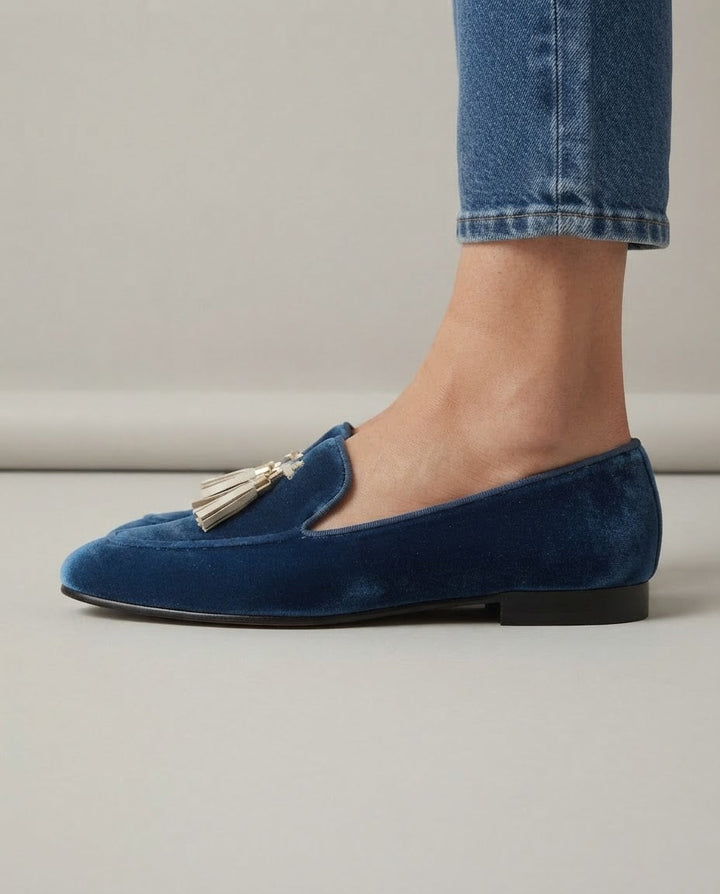 Vittoria Blue Velvet Loafers