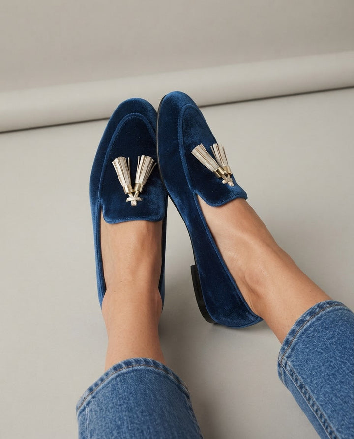 Vittoria Blue Velvet Loafers
