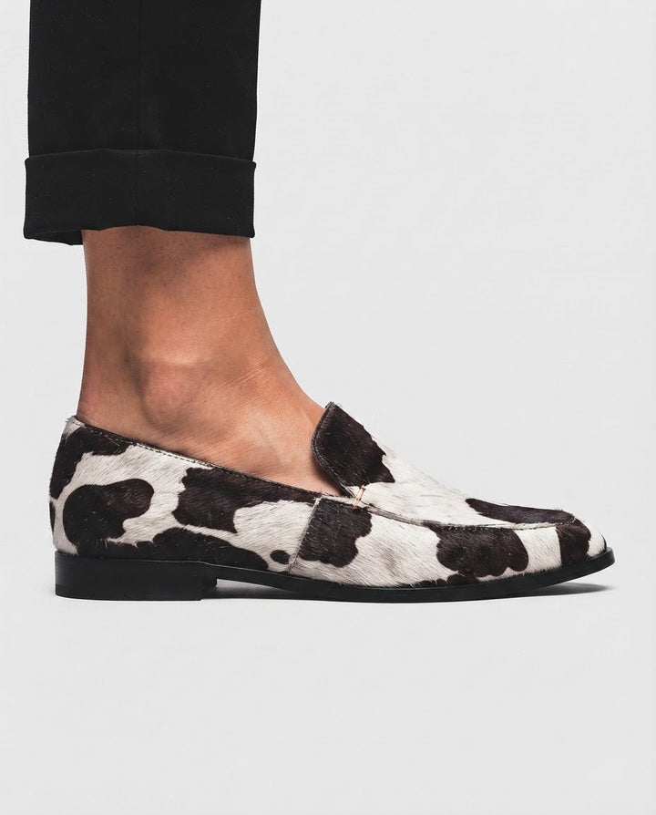 Bruna Cow-Print Loafers