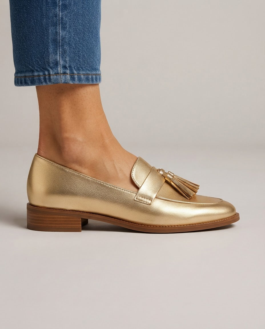 Dorotea Gold Tassel Loafers
