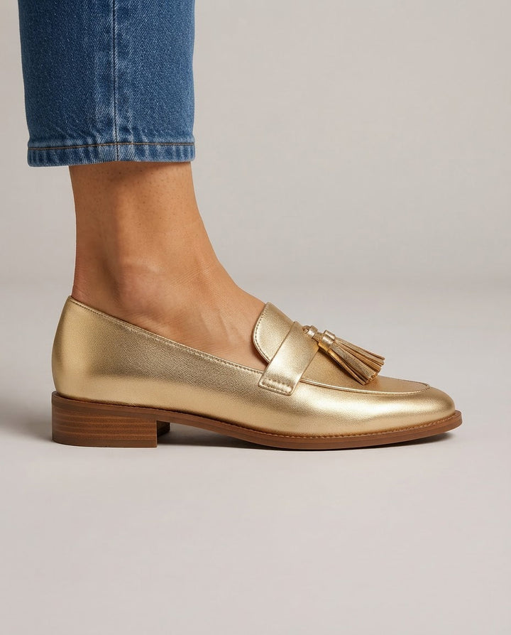 Dorotea Gold Tassel Loafers
