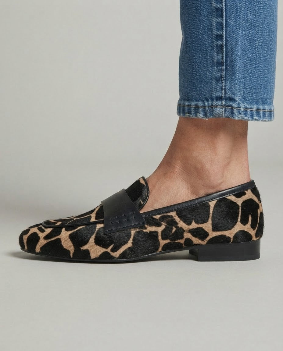 Giulia Apricot Giraffe-Print Loafers