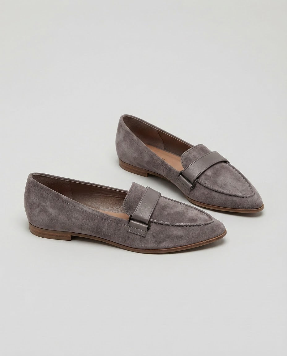 Pointed Loafers with Wide Instep Strap