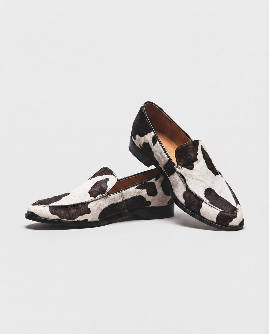 Bruna Cow-Print Loafers