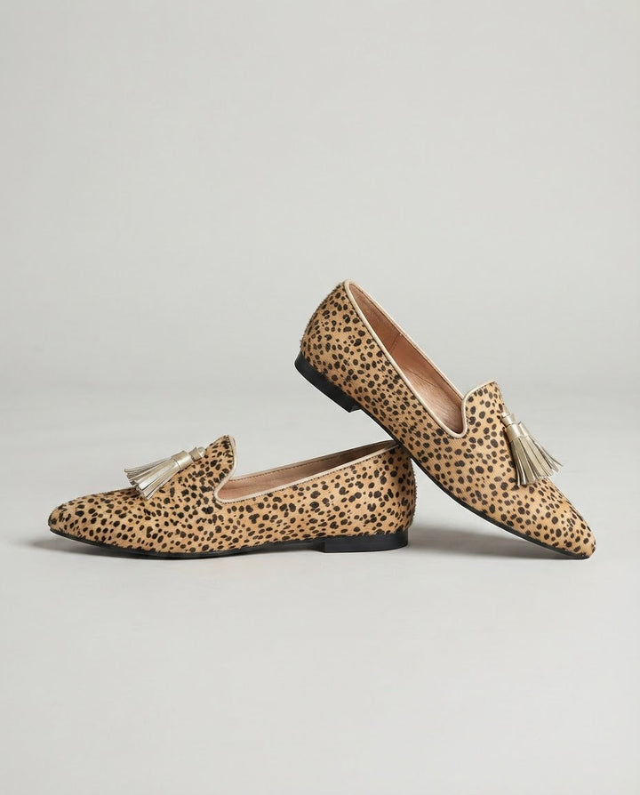 Ginevra Cheetah-Print Loafers with Gold Tassels