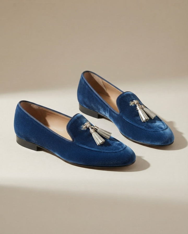 Vittoria Blue Velvet Loafers