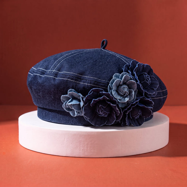 Phoebe Floral Denim Beret