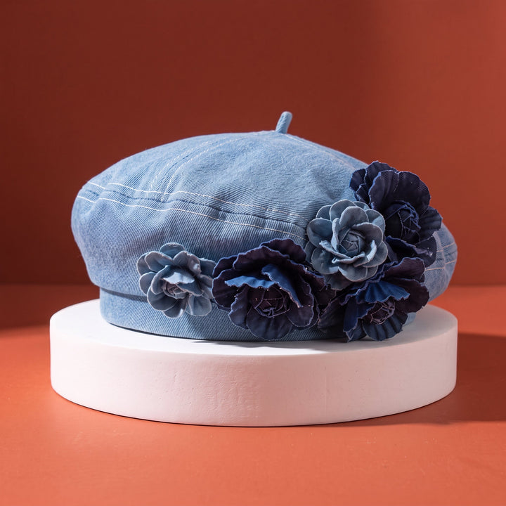 Phoebe Floral Denim Beret