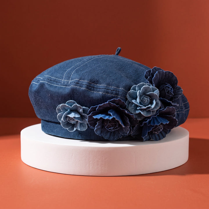 Phoebe Floral Denim Beret