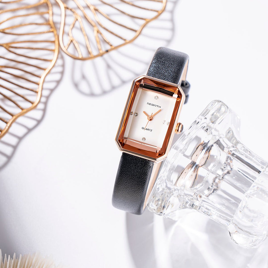 Men’s Rectangular Leather Watch
