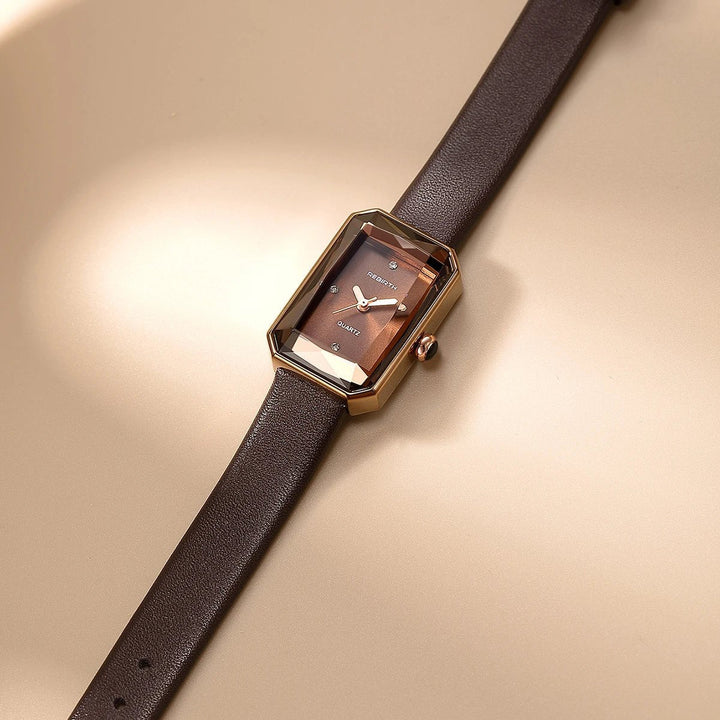 Men’s Rectangular Leather Watch