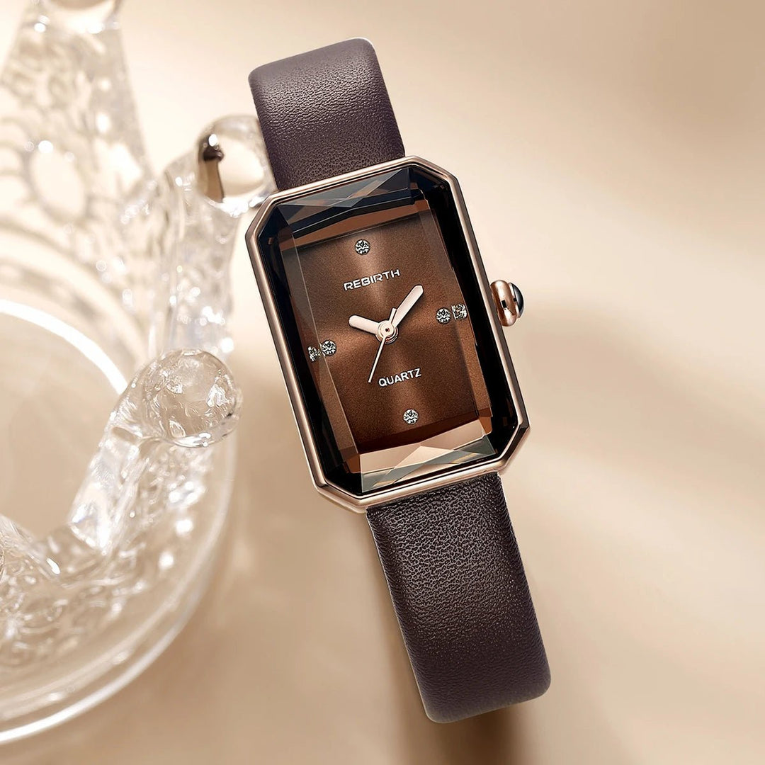 Men’s Rectangular Leather Watch