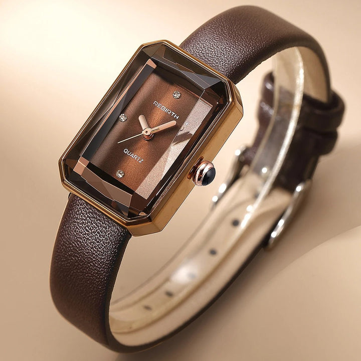 Men’s Rectangular Leather Watch