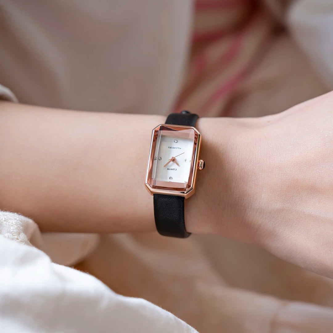 Men’s Rectangular Leather Watch