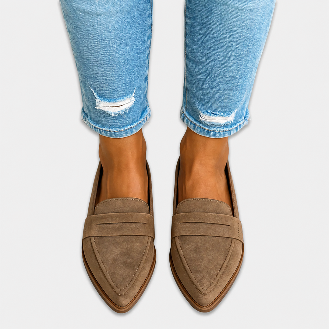 Irene Pointed Suede-Effect Loafers