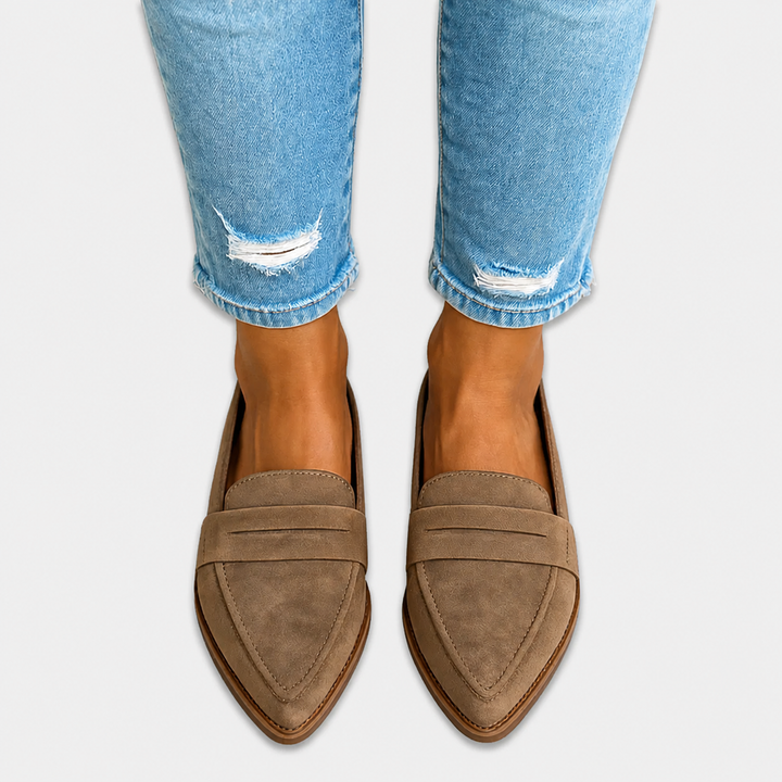 Irene Pointed Suede-Effect Loafers