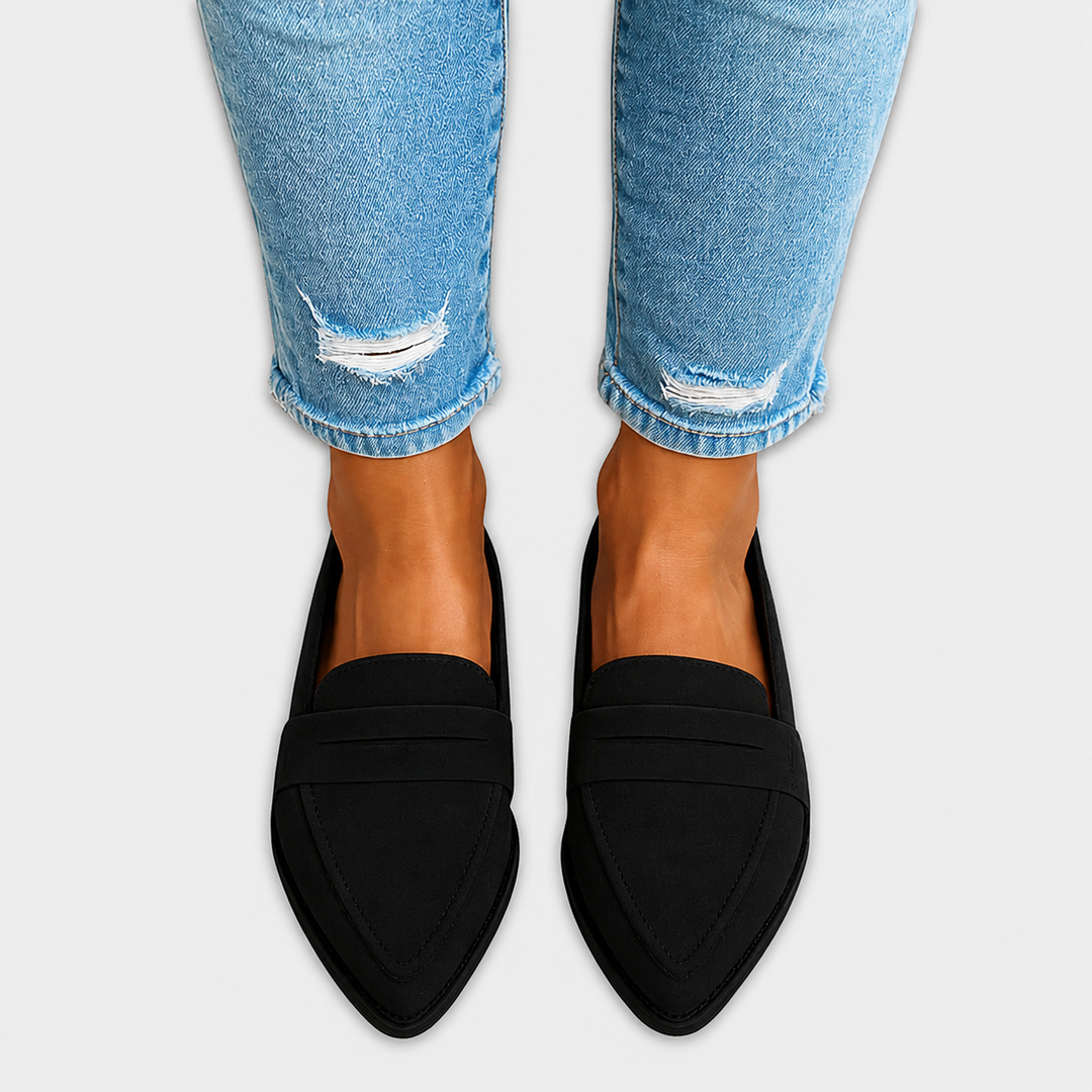Irene Pointed Suede-Effect Loafers