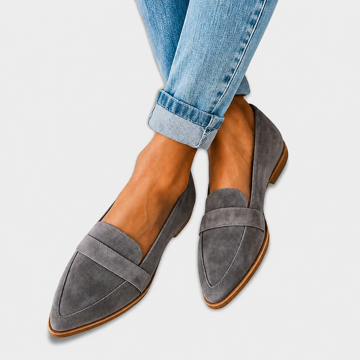 Irene Pointed Suede-Effect Loafers